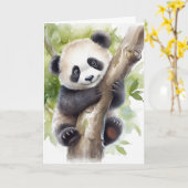 Carte Anniversaire Ours Panda Dans L'Arbre (Fleur jaune)