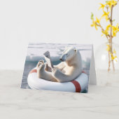 Carte Anniversaire Ours Polaire Lire un journal (Fleur jaune)