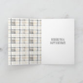 Carte Anniversaire Ourson Rayures à carreaux Gris Crème (Intérieur)