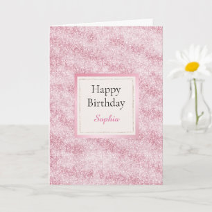 Carte Anniversaire Paillettes Rose Fardé