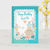 Carte Anniversaire, Pal Secret, Aquarelle Oiseaux & Fleu (Fleur jaune)