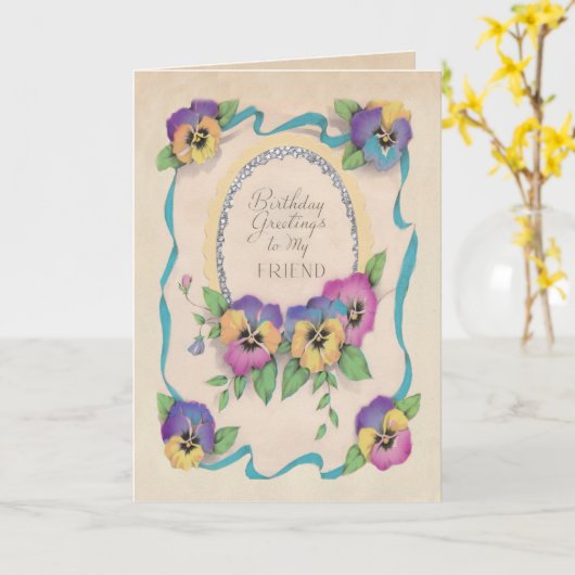 Carte Anniversaire Pansy. (Fleur jaune)