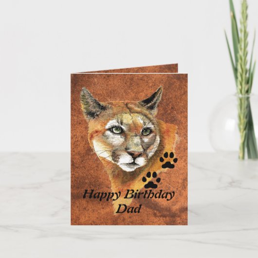 Carte Anniversaire papa Cougar, Puma, animal de lions de (Devant)