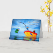 Carte Anniversaire Papa Il est attrapé Pêche à vie (Fleur jaune)