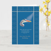 Carte Anniversaire, papa, oiseau de héron de bleu (Fleur jaune)