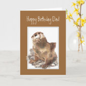 Carte Anniversaire papa, père, mignonne River Otter (Fleur jaune)
