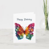 Carte anniversaire Papillon Fleurs ailes (Devant)