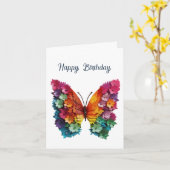 Carte anniversaire Papillon Fleurs ailes (Fleur jaune)