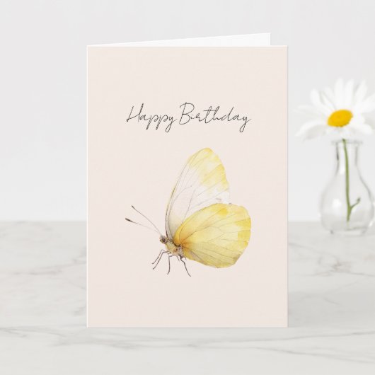 Carte Anniversaire Papillon Jaune (Petite plante)