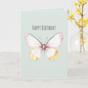 Carte Anniversaire Papillon Menthe Blanc Jaune Rose Sarc