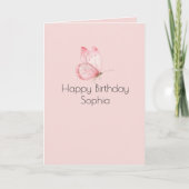 Carte Anniversaire Papillon Rose (Devant)