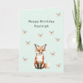 Carte Anniversaire Papillons Renard Mignon Happy Mint (Devant)