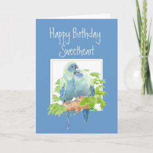 Carte Anniversaire, Parrots Romantiques, Oiseaux