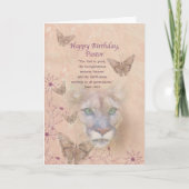 Carte Anniversaire, Pasteur, Cougar et Papillons (Devant)