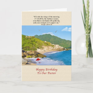 Carte Anniversaire, Pasteur, Plage, Collines, Oiseaux, O