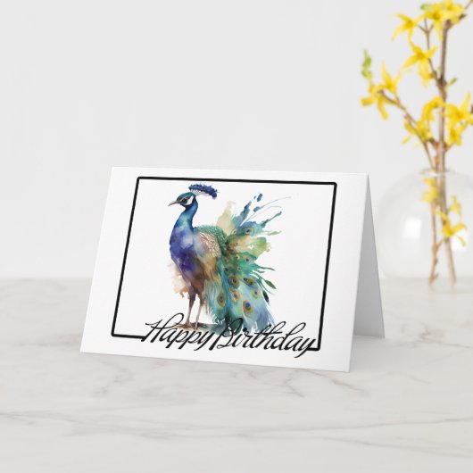 Carte Anniversaire Peacock (Fleur jaune)