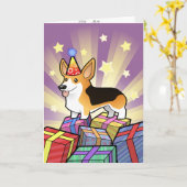 Carte Anniversaire Pembroke Welsh Corgi (Fleur jaune)