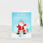 Carte Anniversaire Père Noël Pêche Sur Glace Avec Ours P (Devant)