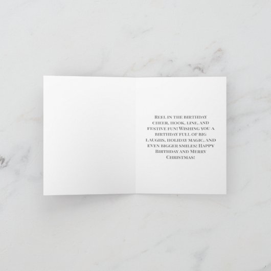 Carte Anniversaire Père Noël Pêche Sur Glace Avec Ours P (Intérieur)