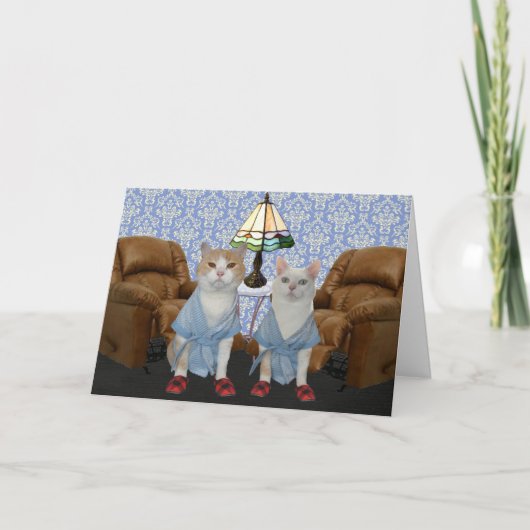 Carte Anniversaire personnalisable de chats amusants (Devant)