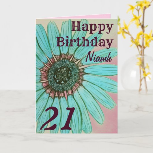 Carte Anniversaire personnalisé (Fleur jaune)