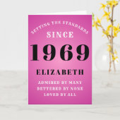 Carte Anniversaire Personnalisé 1969 Pink Chic Ajouter V (Fleur jaune)