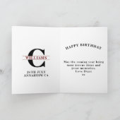 Carte Anniversaire Personnalisé Ajouter Nom Année de Nai (Intérieur)