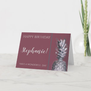 Carte Anniversaire personnalisé Ananas peint tropical