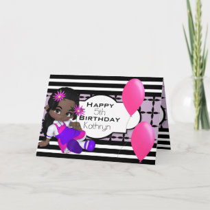 Carte Anniversaire personnalisé avec fille Lil mignonne
