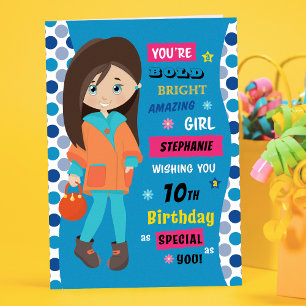 Carte Anniversaire personnalisé - Brunette Girl