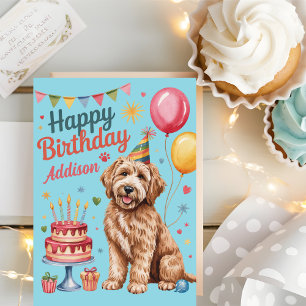 Carte Anniversaire personnalisé de Goldendoodle mignon