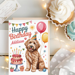 Carte Anniversaire personnalisé de Goldendoodle mignon