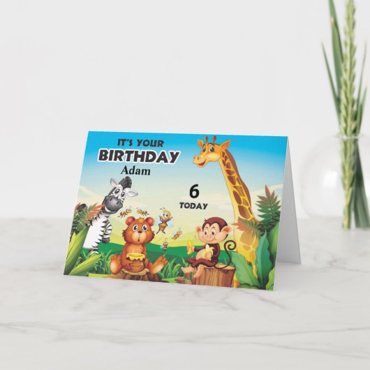 Carte Anniversaire personnalisé de Jungle Safari pour en (Devant)