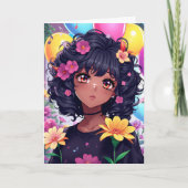 Carte Anniversaire personnalisé de la fille de couleur (Devant)