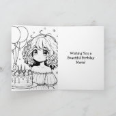 Carte Anniversaire personnalisé de la fille de couleur (Intérieur)