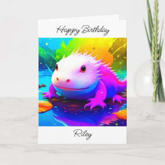 Carte Anniversaire personnalisé de l'enfant Axolotl (Devant)