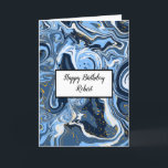 Carte Anniversaire personnalisé de marbre bleu et or<br><div class="desc">Joyeux Anniversaire personnalisé classe marbre blanc bleu et or carte.</div>