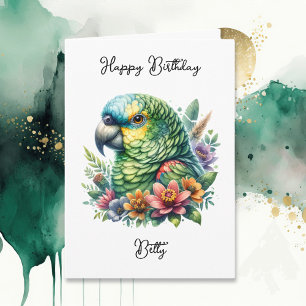 Carte Anniversaire personnalisé de perroquet aquarelle