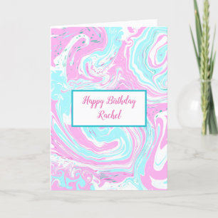 Carte Anniversaire personnalisé Marbre rose et bleu