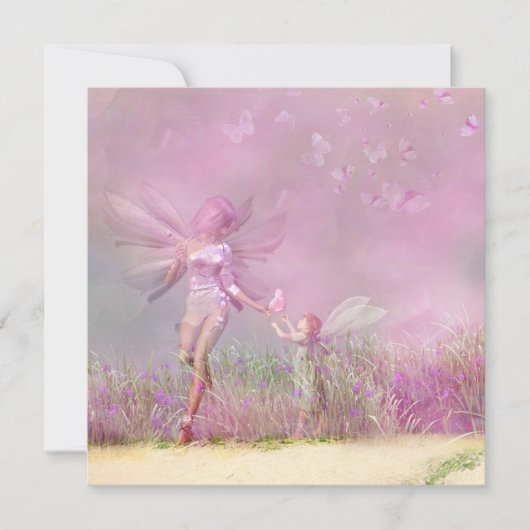 Carte Anniversaire Personnalisé Moderne Fées Roses Fille (Devant)