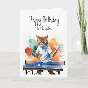 Carte Anniversaire Personnalisé Nom Chat Jouer Table Ten