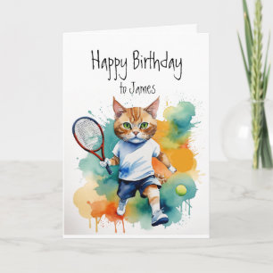 Carte Anniversaire Personnalisé Nom Fun Cute Chat jouant