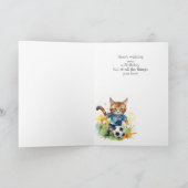 Carte Anniversaire Personnalisé Nom Fun Cute Chat jouant (Intérieur)