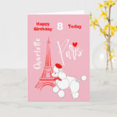 Carte Anniversaire personnalisé par caniche français de (Fleur jaune)