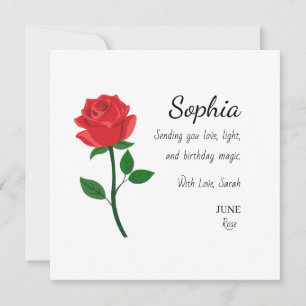 Carte Anniversaire Personnalisé Rose de Juin