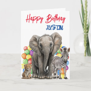 Carte anniversaire personnalisée Animaux de la jun