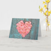 Carte Anniversaire Pétales Roses de Coeur Rose (Fleur jaune)