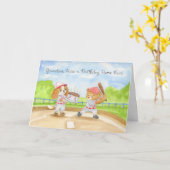 Carte Anniversaire Petit-Fils Baseball Ours & CKCS (Fleur jaune)