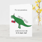 Carte Anniversaire Petit-Fils Dinosaure Trex (Fleur jaune)