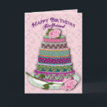 CARTE ANNIVERSAIRE - PETITE AMIE - GÂTEAU DÉCORÉ À PLUSI<br><div class="desc">SWEET FEMININE BIRTHDAY GREETING WITH CAKE DECORATED MULTI-ANIMAL - SEE OTHER BIRTHDAY CARDS IMAGE COMMUNE,  SECRET PAL,  SISTER,  GIRLFRIEND,  DAUGHTER,  SISTER LAW, MOTHER</div>